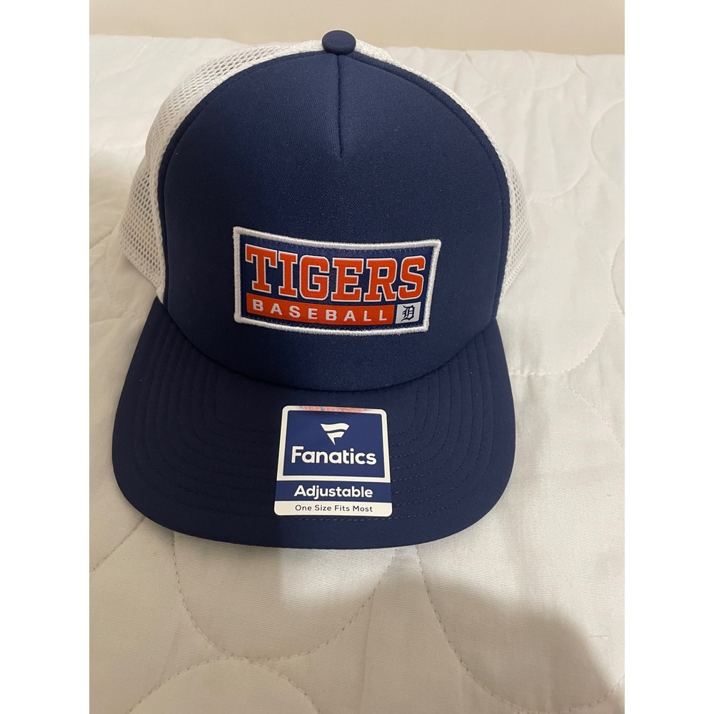 Fanatics Detroit Tigers MLB Trucker Hat Navy Blue White Mesh Snapback Cap OSFA